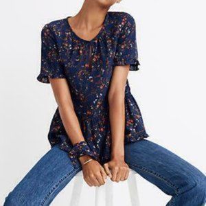 Madewell Silk Stanza Ruffle-Hem Top